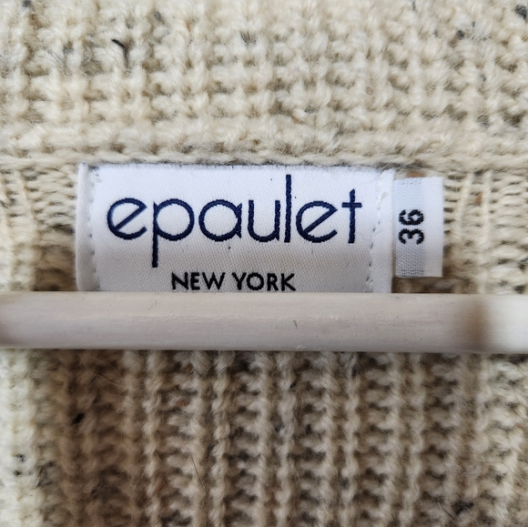 EPAULET x Northern Watters Knitwear Heirloom Ecru Nep Hooded Wool Cardigan sz 36 - Picture 6 of 10